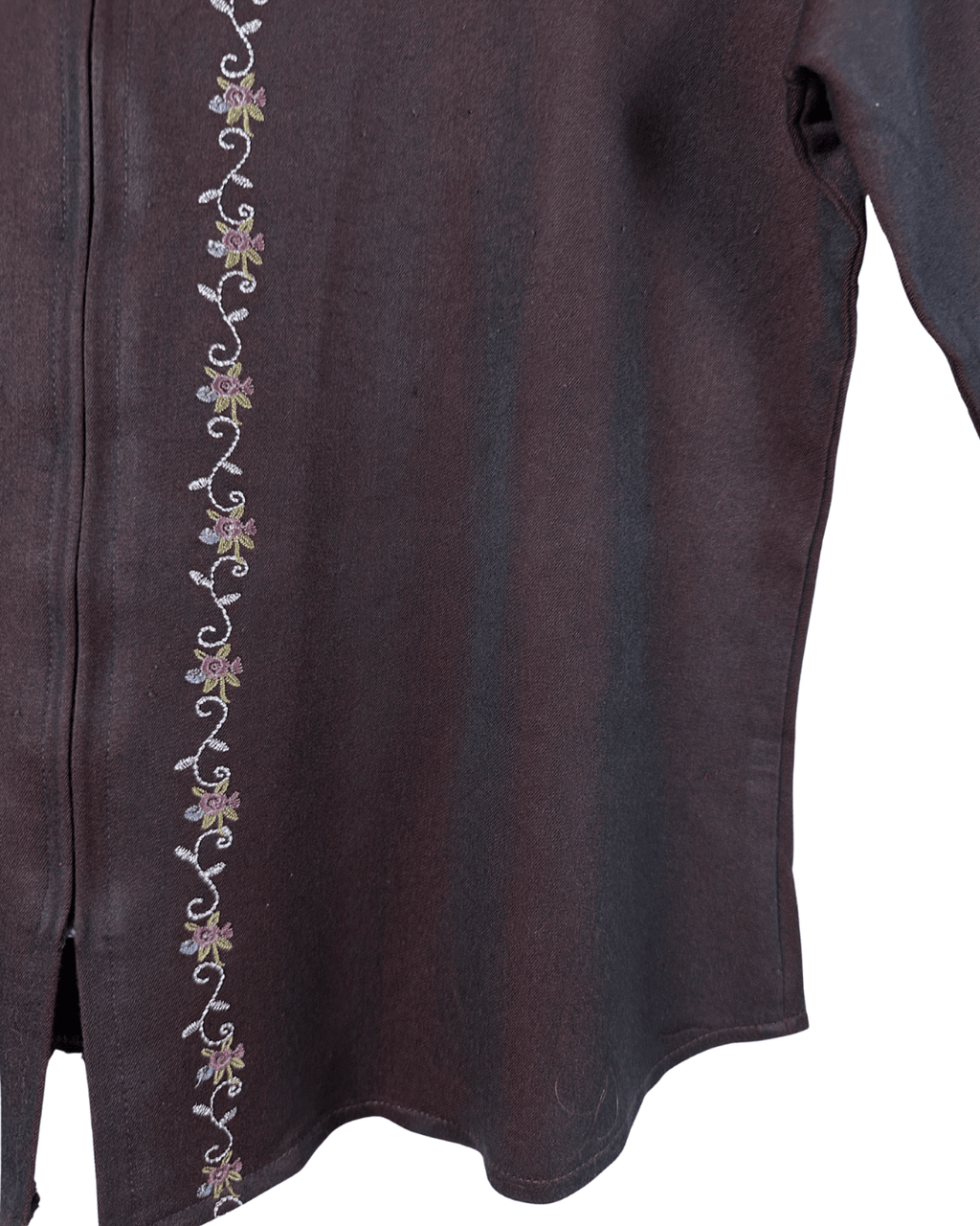Vintage Embroidered Zip - Up Blouse - Funkify