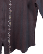 Vintage Embroidered Zip - Up Blouse - Funkify