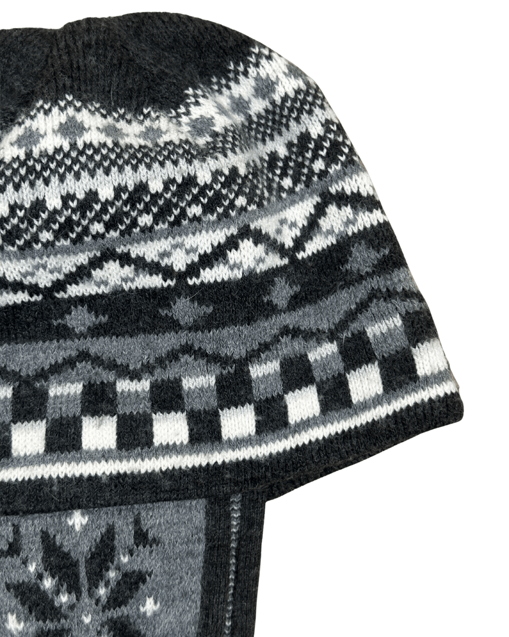 Vintage Ergee Patterned Earflap Beanie with Tassels - Funkify