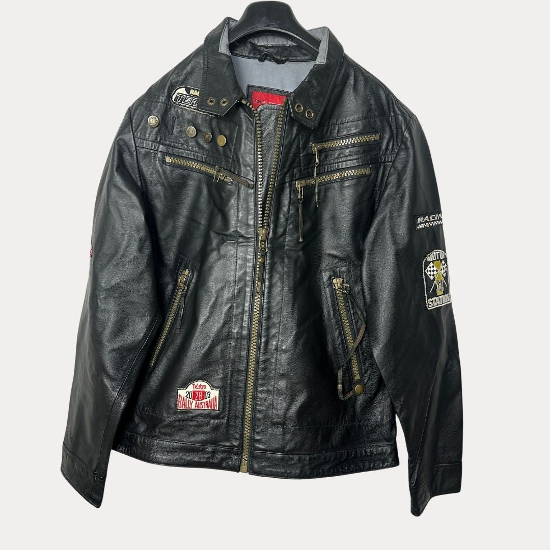 Vintage Explorer Genuine Leather Racing Jacket Medium - Funkify