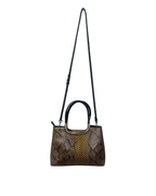 Vintage Faux Snakeskin Structured Bag with Gold Trim - Funkify