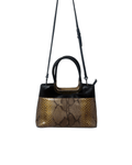 Vintage Faux Snakeskin Structured Bag with Gold Trim - Funkify