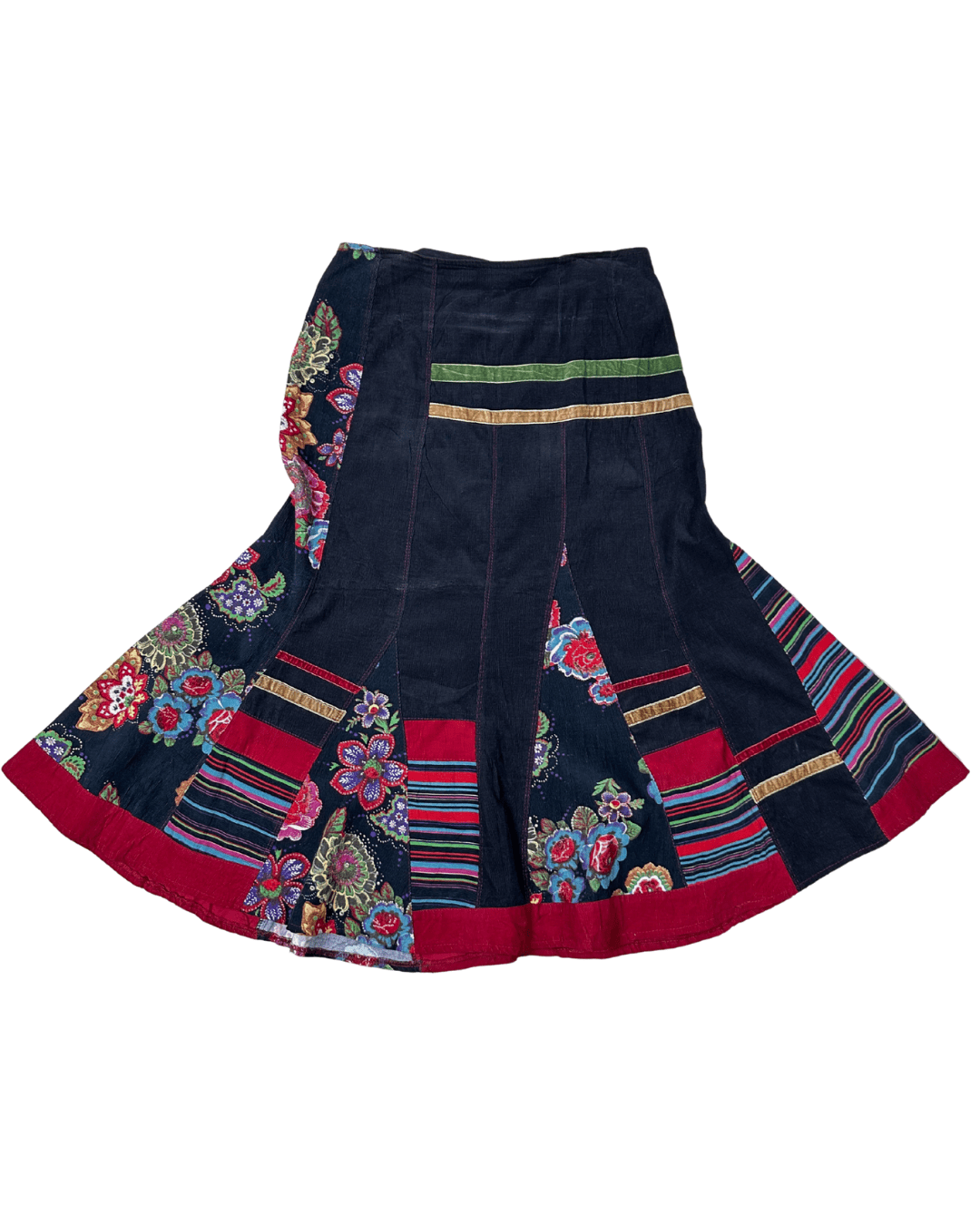 Vintage Femmes Je Vous Aime Bohemian Midi Skirt Medium - Funkify