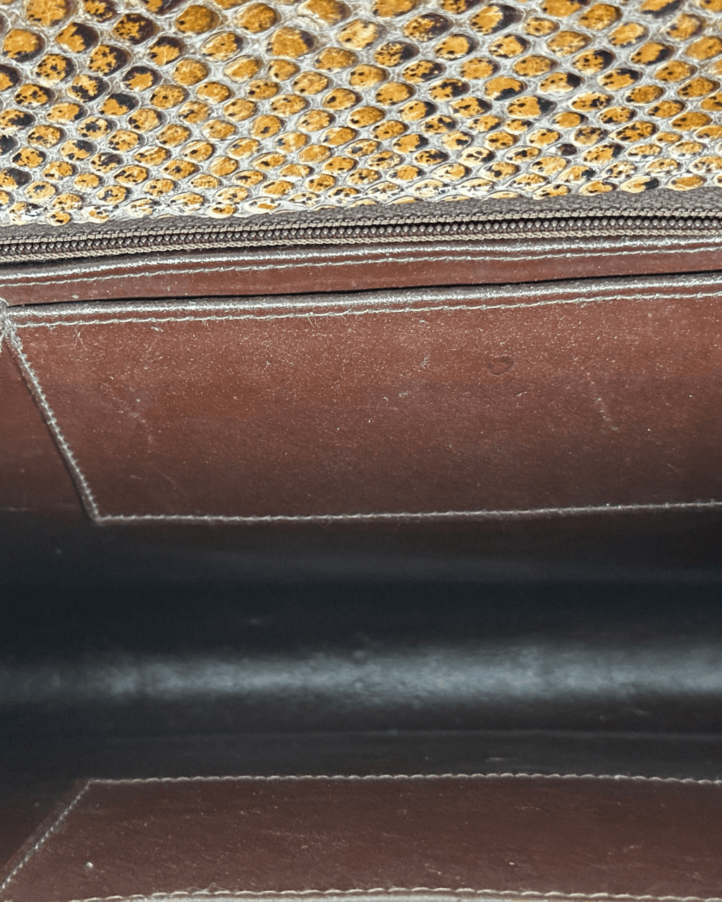 Vintage Genuine Brown Snakeskin Crossbody Bag with Golden Chain Strap - Funkify