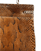 Vintage Genuine Brown Snakeskin Crossbody Bag with Golden Chain Strap - Funkify