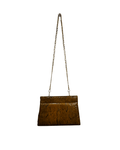 Vintage Genuine Brown Snakeskin Crossbody Bag with Golden Chain Strap - Funkify
