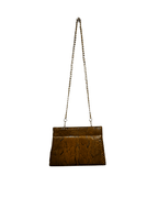 Vintage Genuine Brown Snakeskin Crossbody Bag with Golden Chain Strap - Funkify