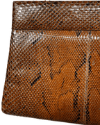 Vintage Genuine Brown Snakeskin Crossbody Bag with Golden Chain Strap - Funkify