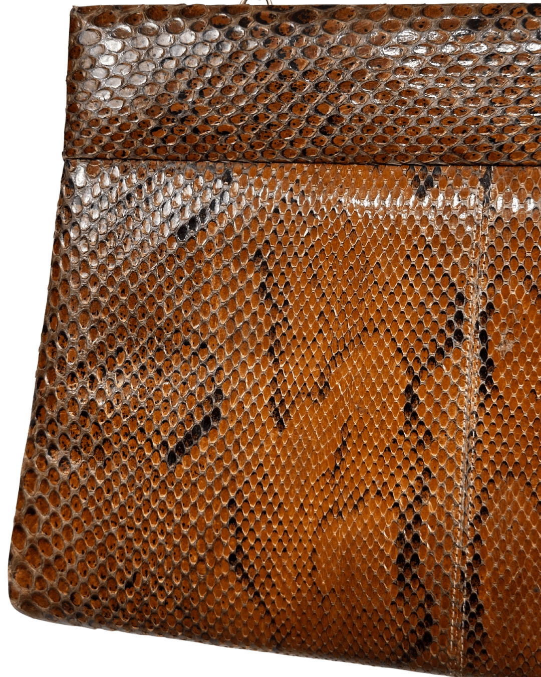 Vintage Genuine Brown Snakeskin Crossbody Bag with Golden Chain Strap - Funkify