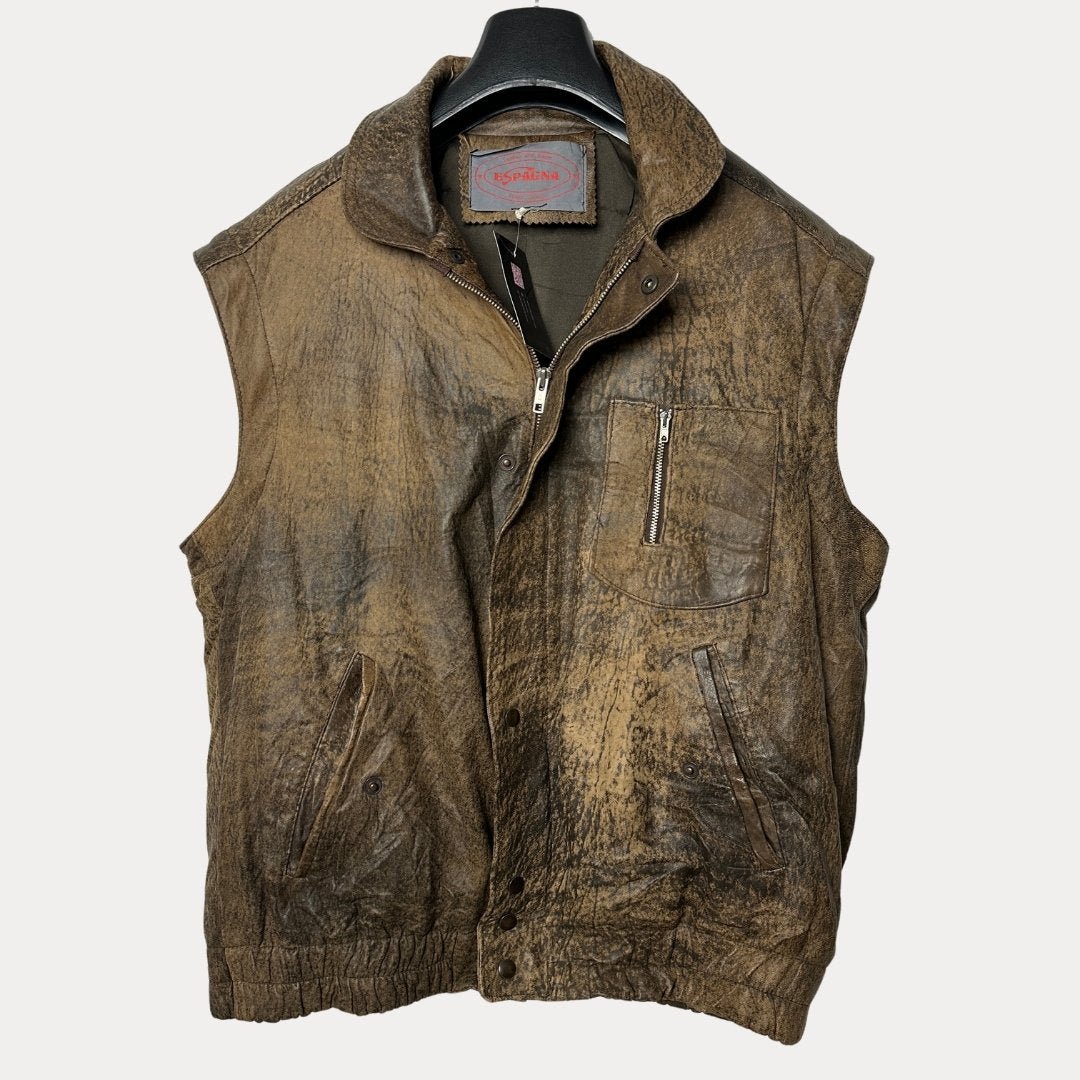 Vintage Genuine Leather 2in1 Jacket and Vest Large - Funkify
