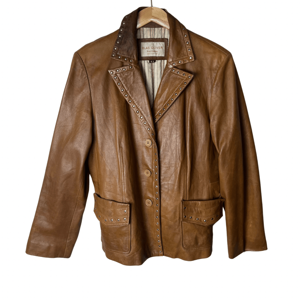 Vintage Genuine Leather Blas Oliver Brown Women's Jacket - Funkify