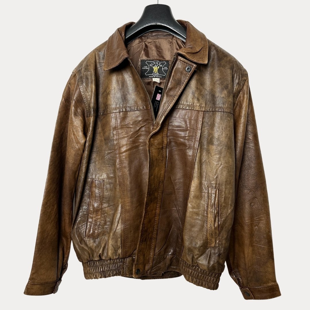 Vintage Genuine Leather Brown Jacket - Funkify