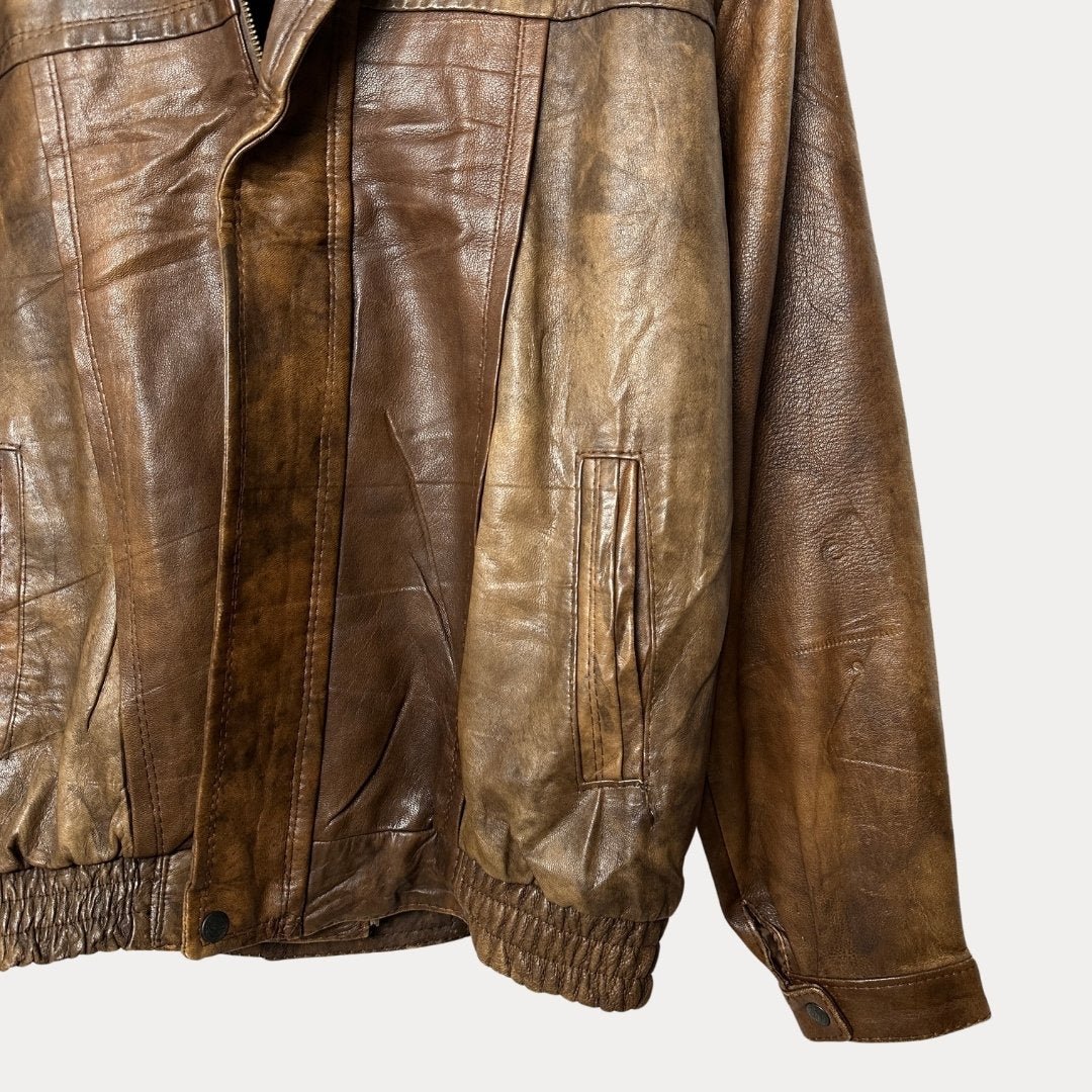Vintage Genuine Leather Brown Jacket - Funkify
