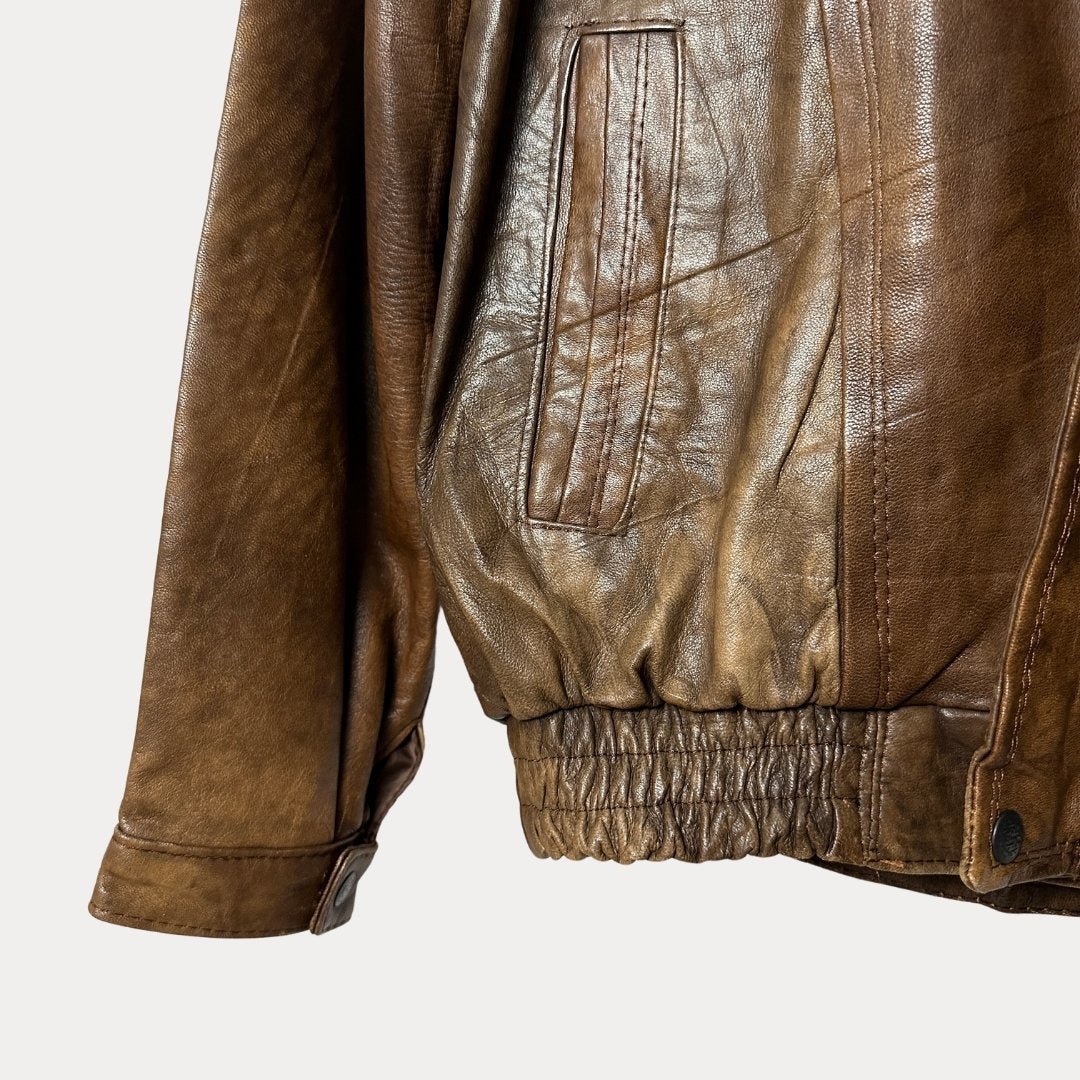 Vintage Genuine Leather Brown Jacket - Funkify