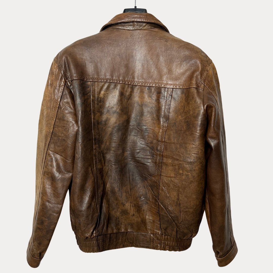 Vintage Genuine Leather Brown Jacket - Funkify