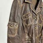 Vintage Genuine Leather Brown Jacket Medium - Funkify