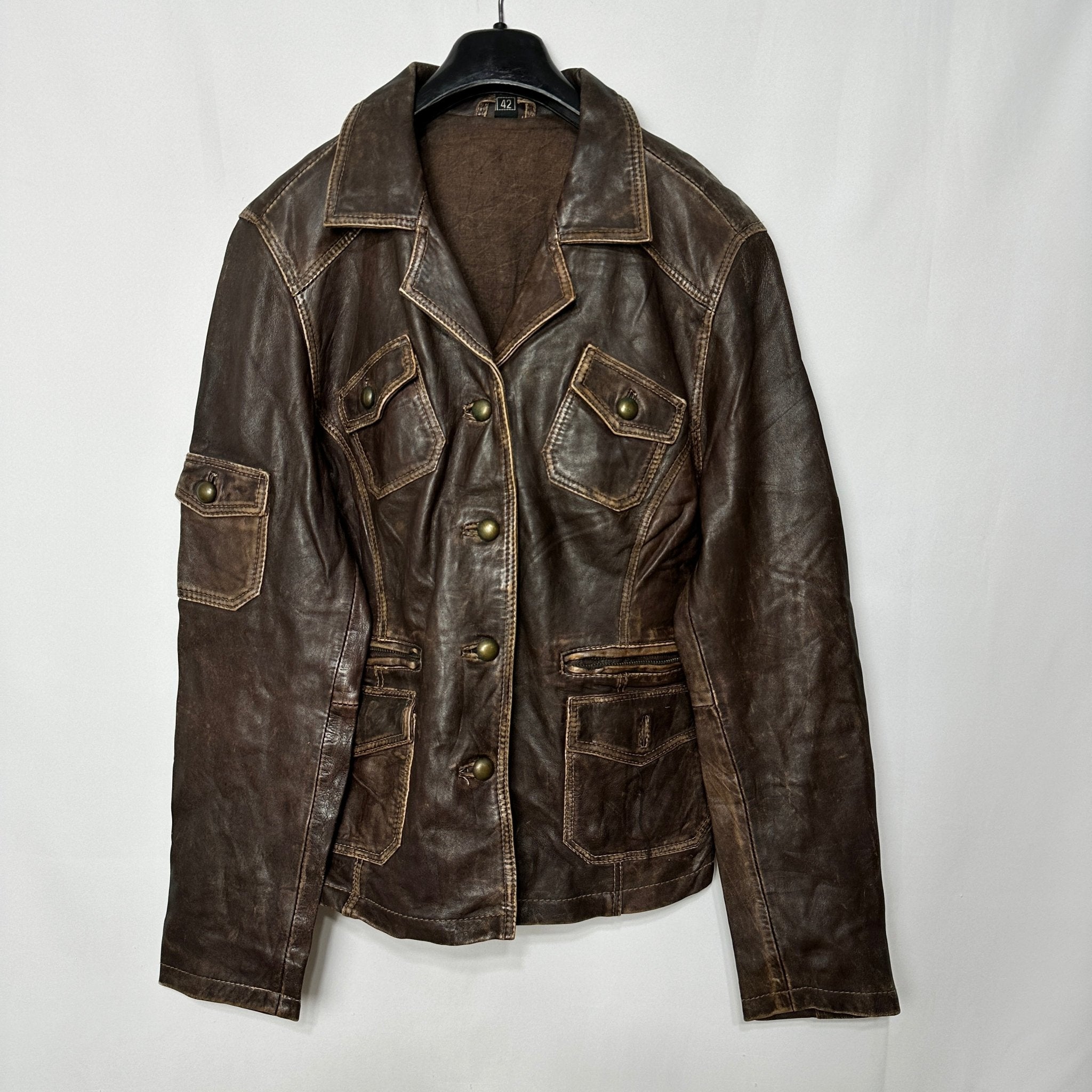 Vintage Genuine Leather Brown Jacket Medium - Funkify