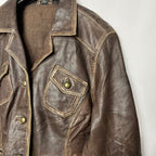 Vintage Genuine Leather Brown Jacket Medium - Funkify