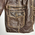 Vintage Genuine Leather Brown Jacket Medium - Funkify