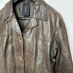 Vintage Genuine Leather Brown Women's Coat Large - Funkify