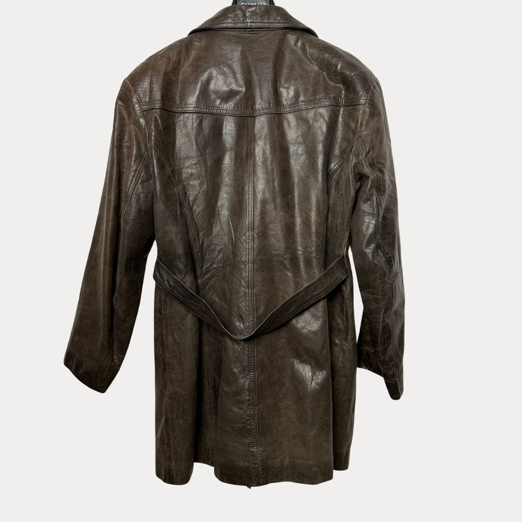 Vintage Genuine Leather Brown Women's Coat Large - Funkify