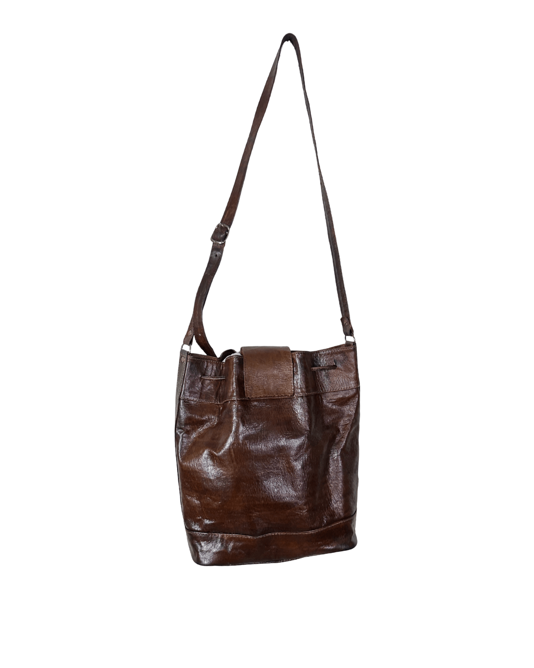 Vintage Genuine Leather Bucket Shoulder Bag - Funkify