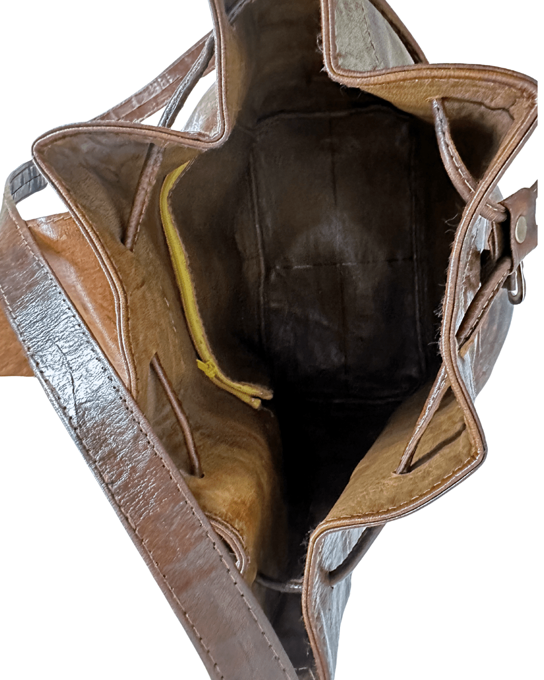 Vintage Genuine Leather Bucket Shoulder Bag - Funkify