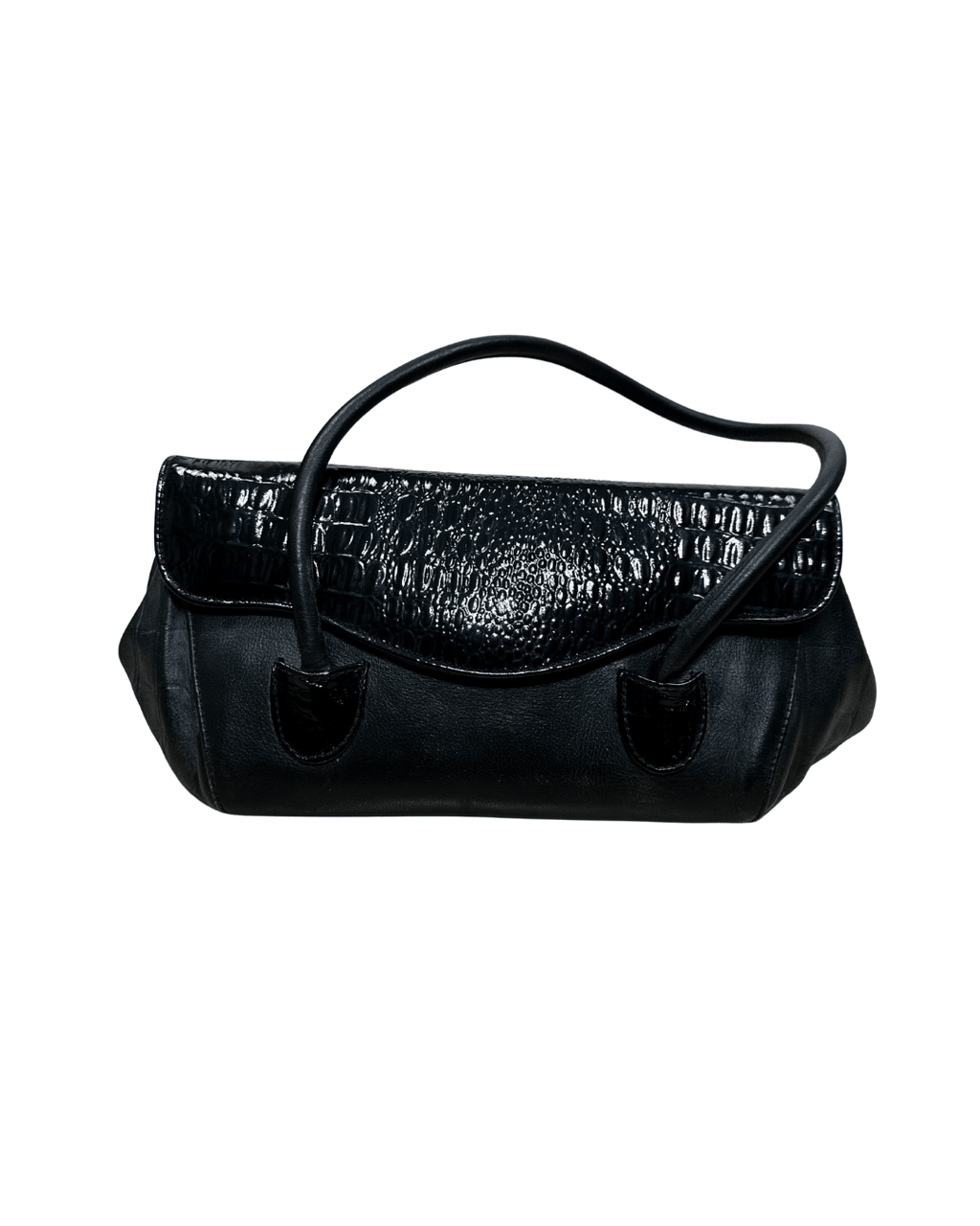 Vintage Genuine Leather Croc - Detail Baguette Bag - Funkify