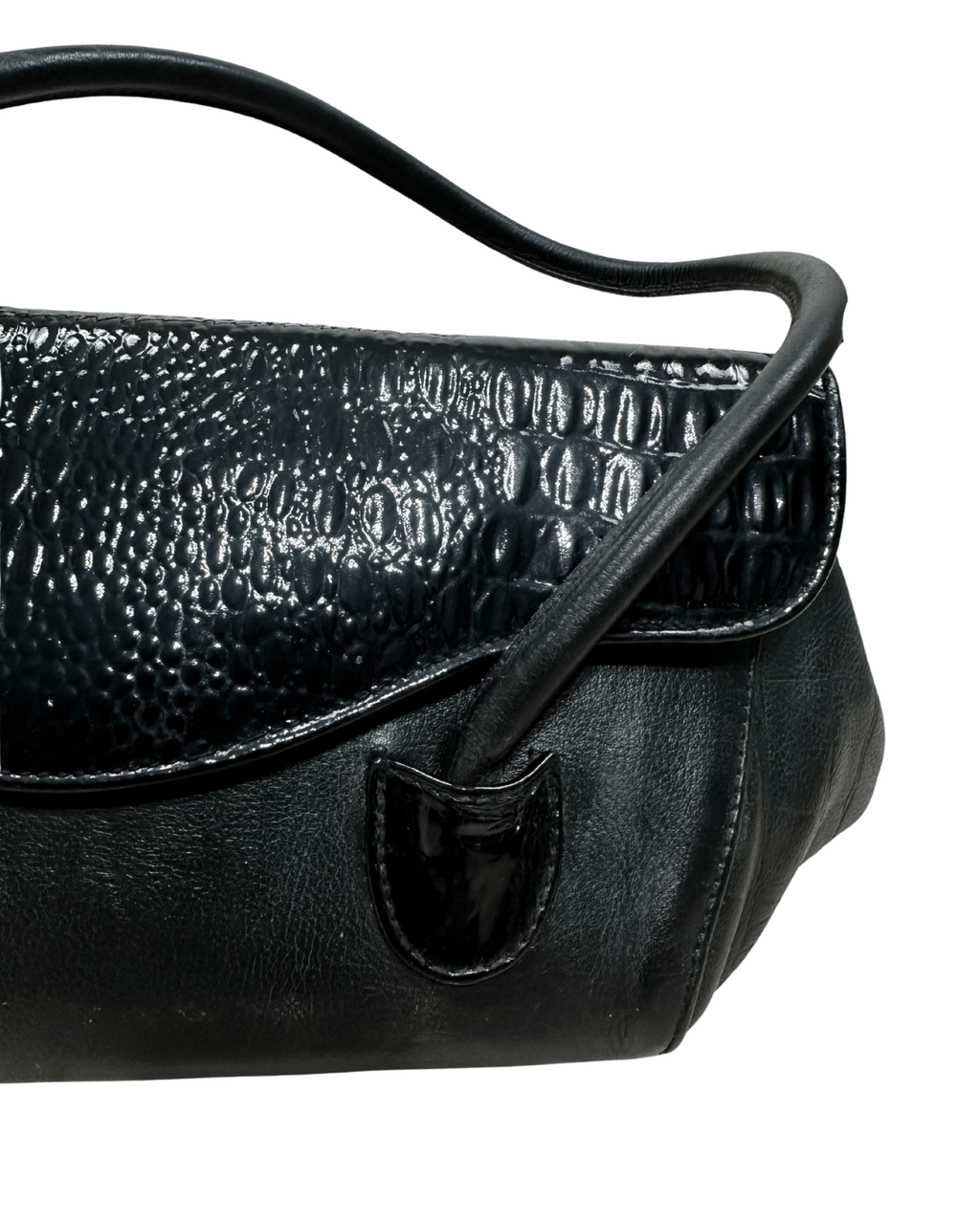 Vintage Genuine Leather Croc - Detail Baguette Bag - Funkify
