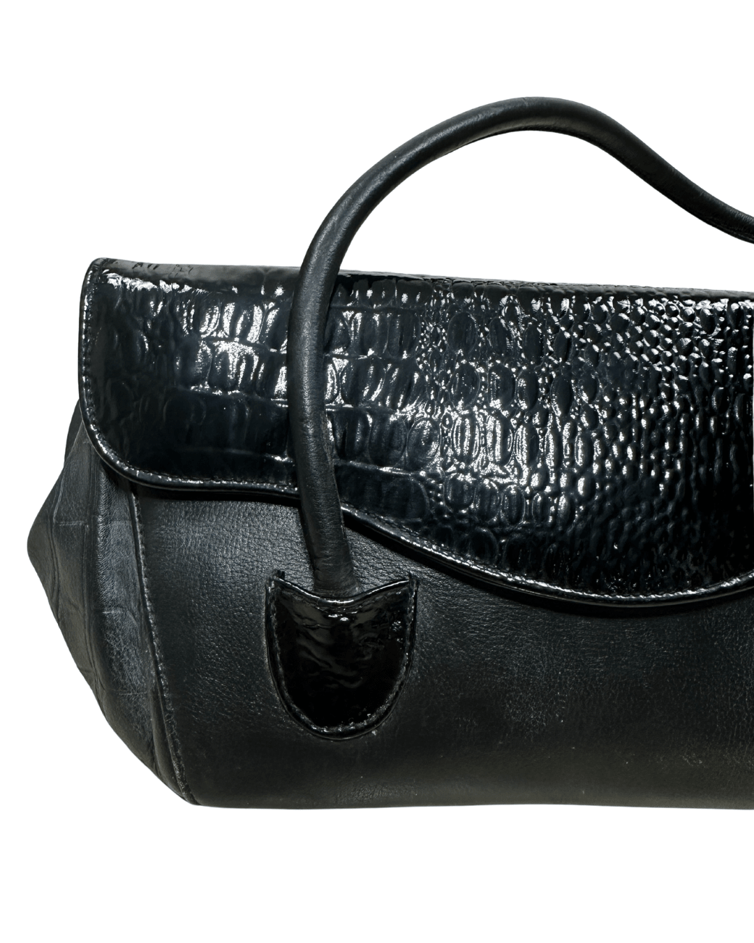 Vintage Genuine Leather Croc - Detail Baguette Bag - Funkify