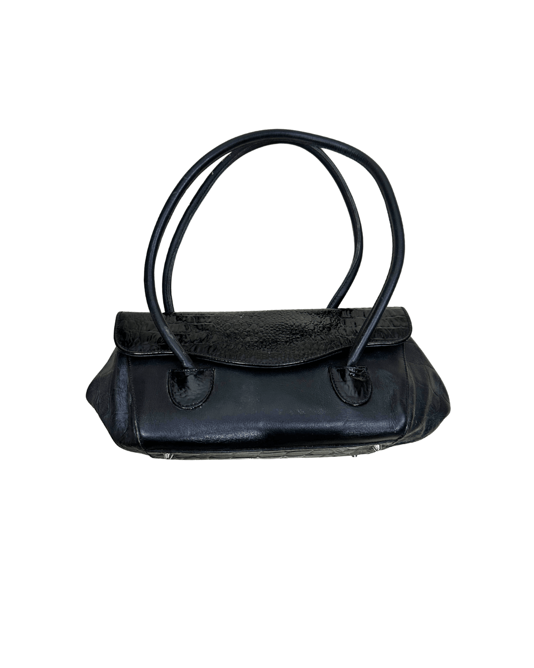 Vintage Genuine Leather Croc - Detail Baguette Bag - Funkify