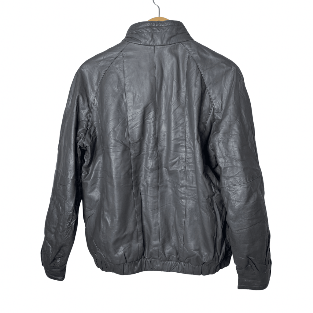 Vintage Genuine Leather Gray Jacket Medium - Funkify