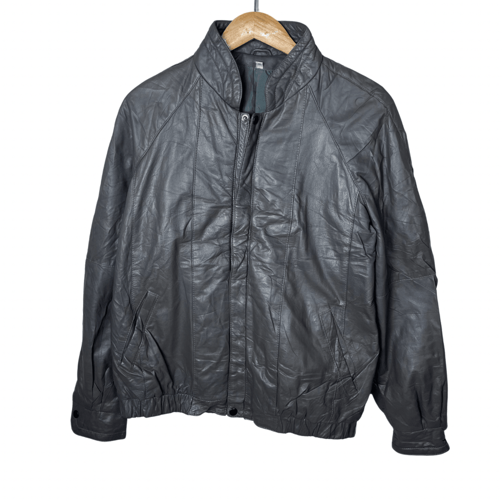 Vintage Genuine Leather Gray Jacket Medium - Funkify