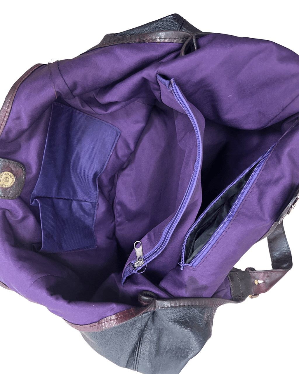 Vintage Genuine Leather Hobo Shoulder Bag with Burgundy Straps - Funkify