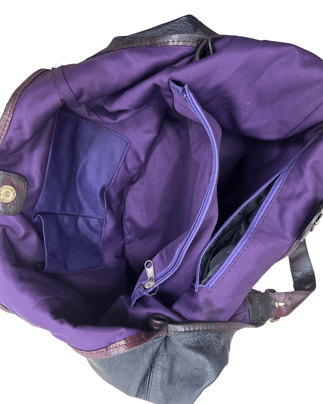 Vintage Genuine Leather Hobo Shoulder Bag with Burgundy Straps - Funkify