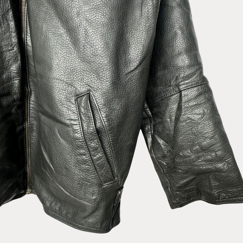 Vintage Genuine Leather Jacket with Removable Lining XL - Funkify