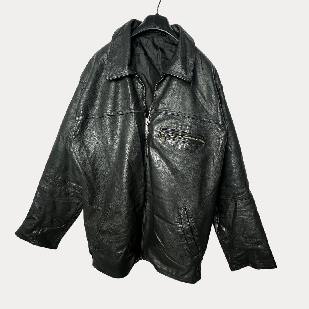 Vintage Genuine Leather Jacket with Removable Lining XL - Funkify