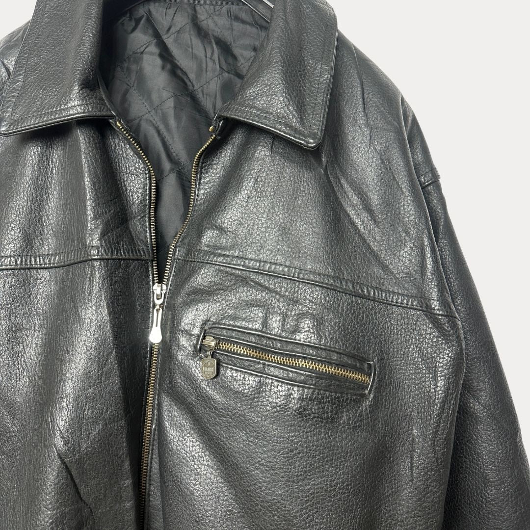 Vintage Genuine Leather Jacket with Removable Lining XL - Funkify