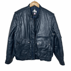 Vintage Genuine Leather Jacket with Removable Sleeves Large - Funkify