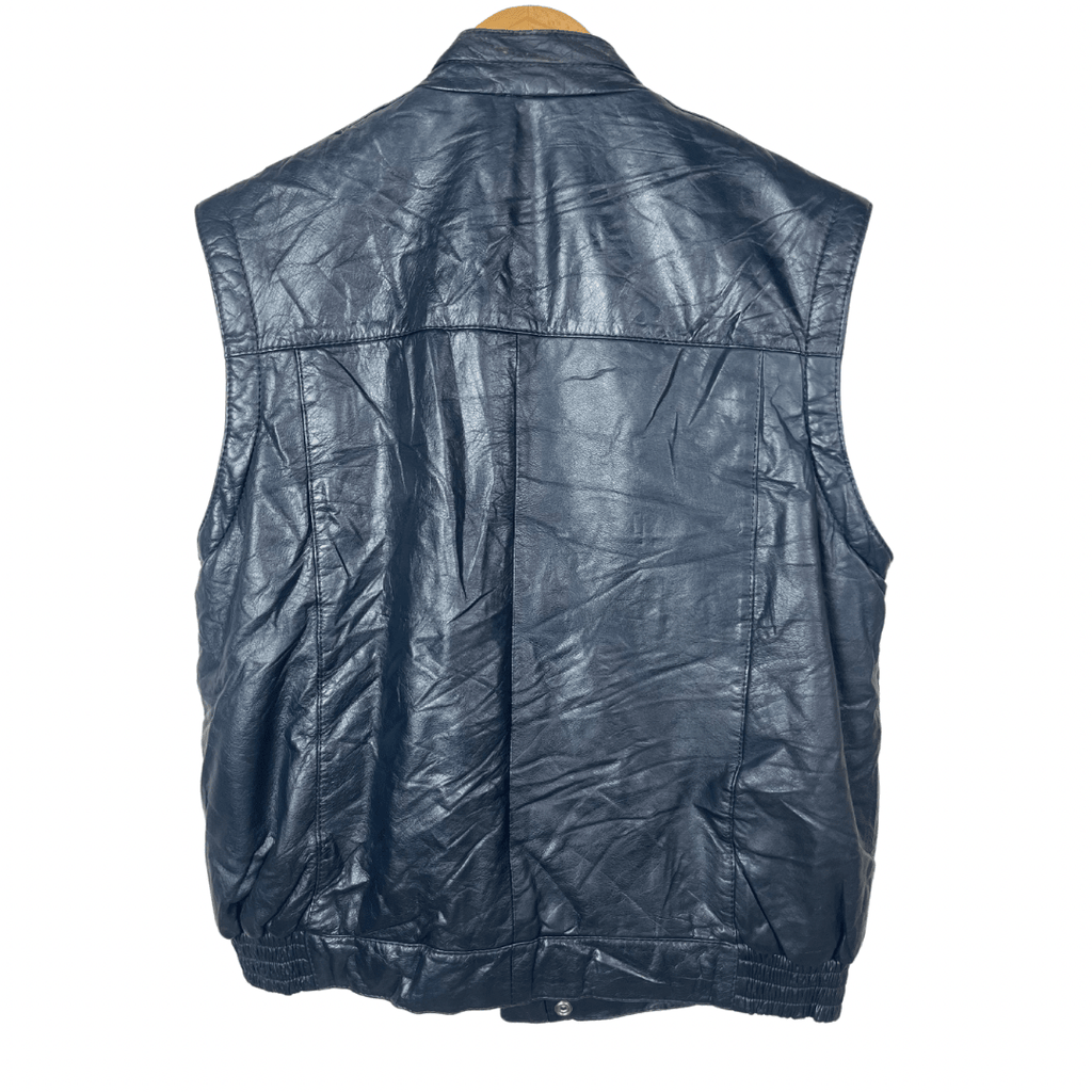 Vintage Genuine Leather Jacket with Removable Sleeves Large - Funkify