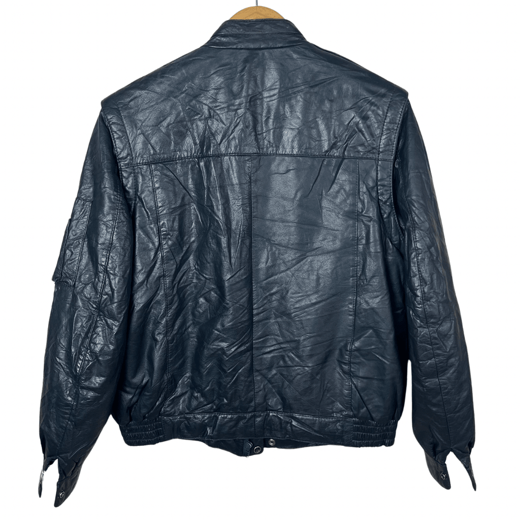 Vintage Genuine Leather Jacket with Removable Sleeves Large - Funkify