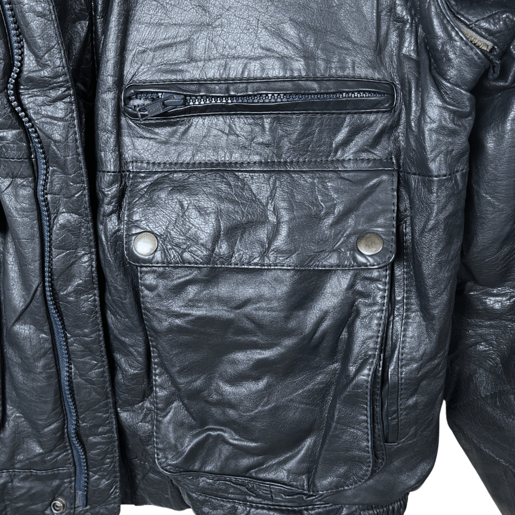 Vintage Genuine Leather Jacket with Removable Sleeves Large - Funkify