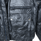 Vintage Genuine Leather Jacket with Removable Sleeves Large - Funkify