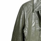 Vintage Genuine Leather Olive Green Coat Large - Funkify