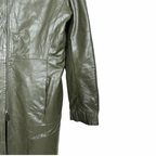 Vintage Genuine Leather Olive Green Coat Large - Funkify