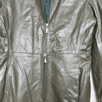 Vintage Genuine Leather Olive Green Coat Large - Funkify