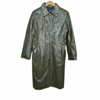 Vintage Genuine Leather Olive Green Coat Large - Funkify