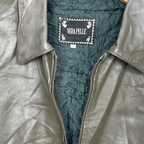Vintage Genuine Leather Olive Green Coat Large - Funkify