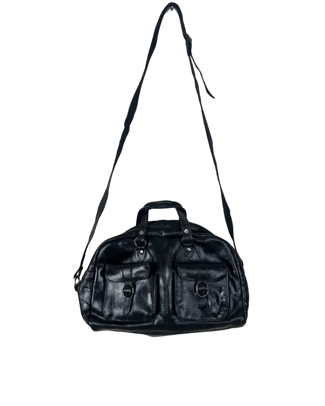 Vintage Genuine Leather Satchel Bag w/ Front Pockets - Funkify