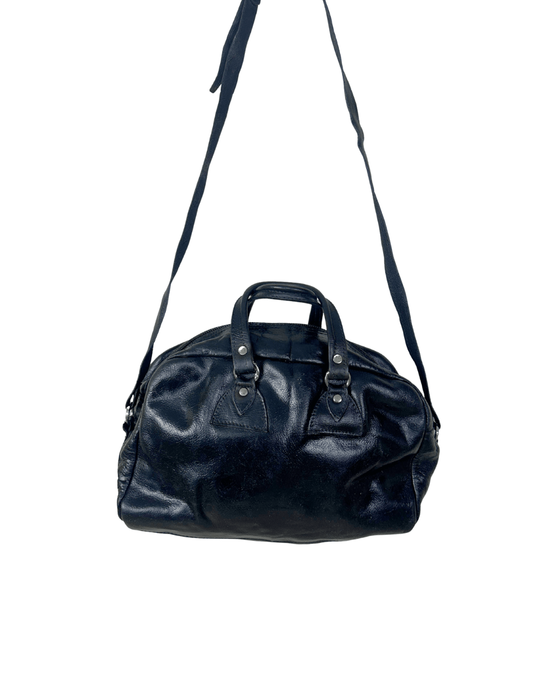 Vintage Genuine Leather Satchel Bag w/ Front Pockets - Funkify